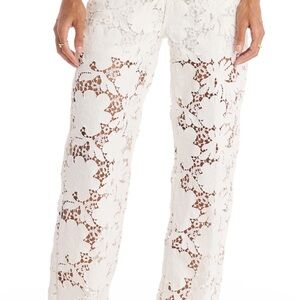 Noli White Floral Lace Wide Leg Pants